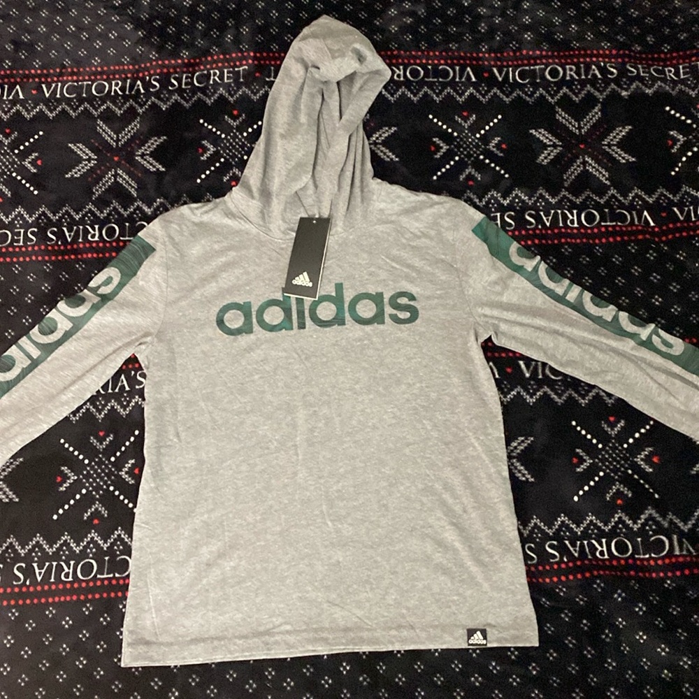 Size 8 Boy Adidas grey and green hoodie